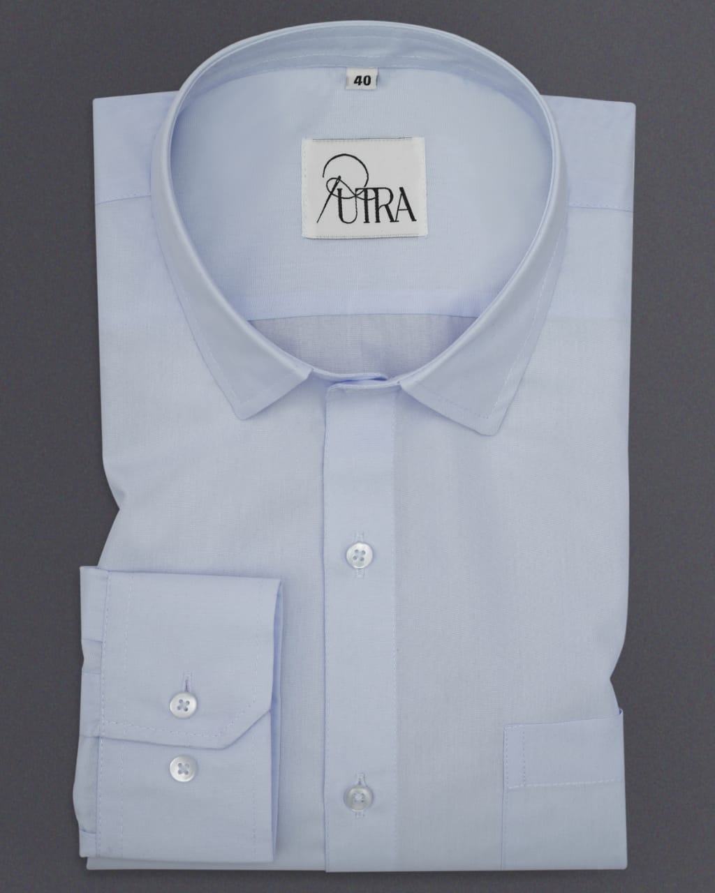 Men Sky Blue Polyester cotton Solid Shirt