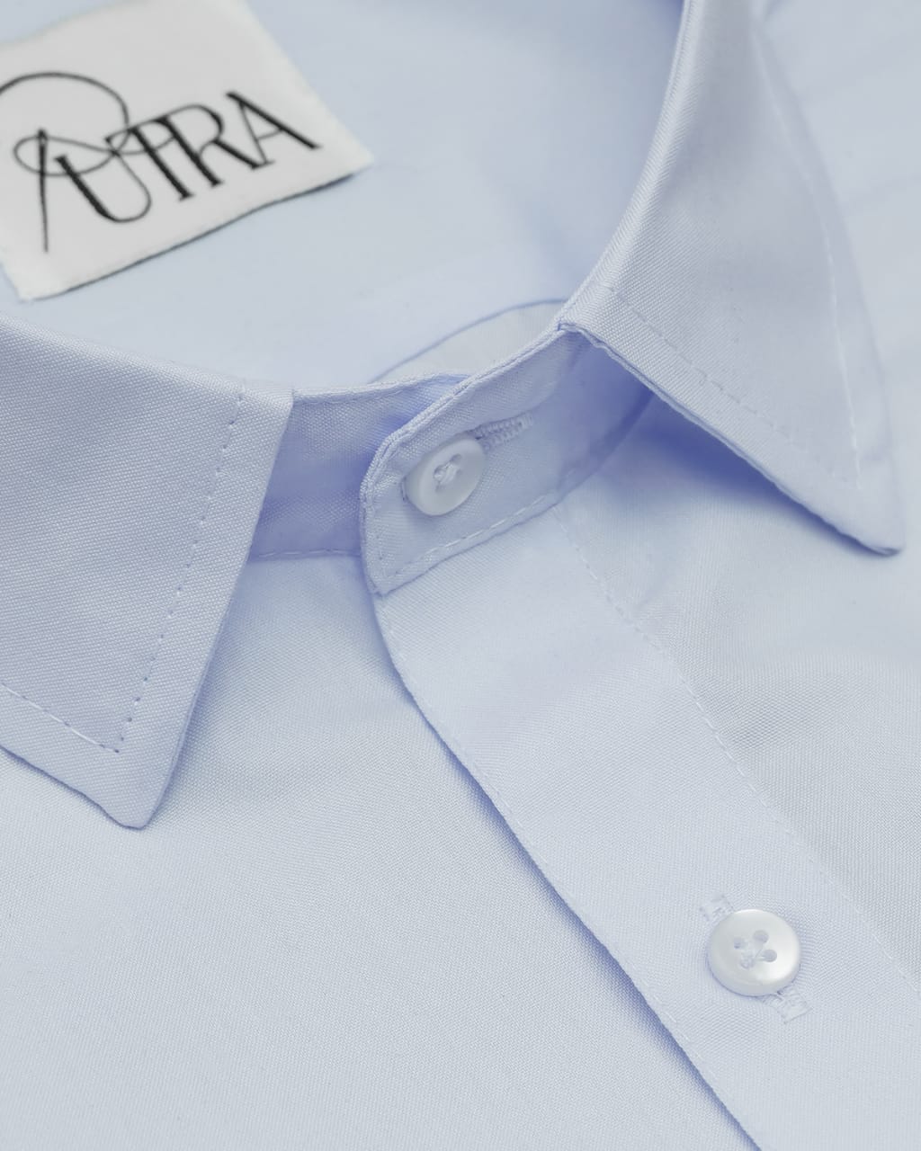 Men Sky Blue Polyester cotton Solid Shirt