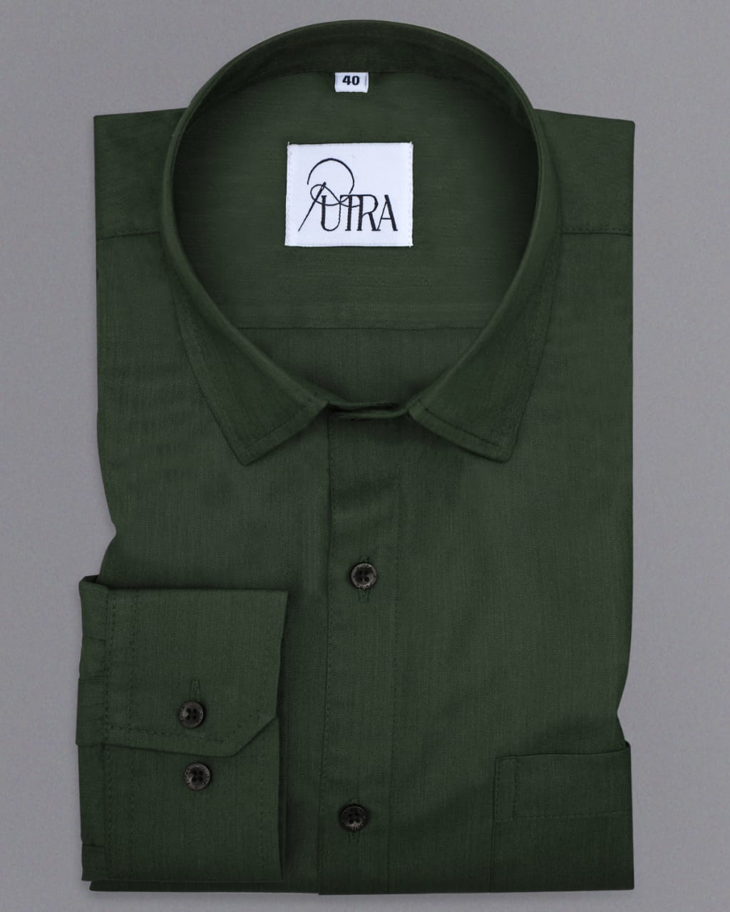 Men&#39;s Stylish Forest Green Polyester Cotton Solid Shirt