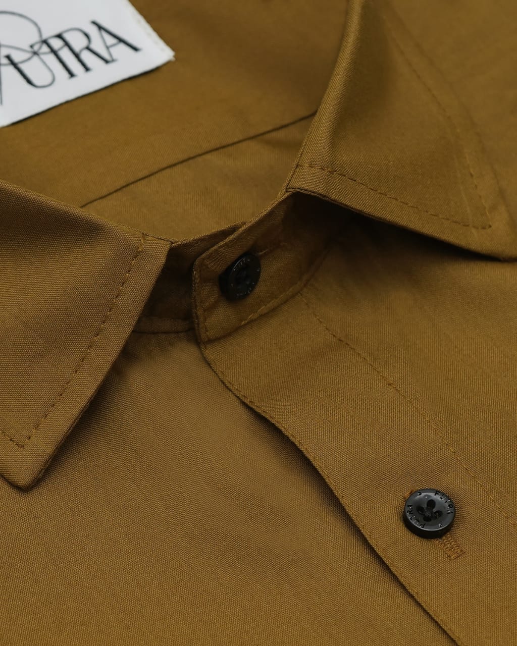 Men&#39;s Warm Ochre Polyester Cotton Solid Shirt