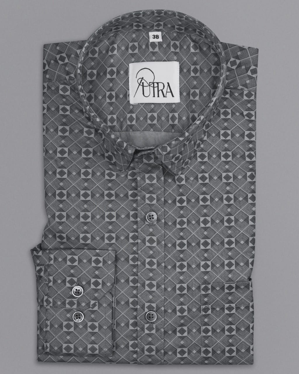 Stylish 100% Cotton Slub Shirt with Geometric Pattern