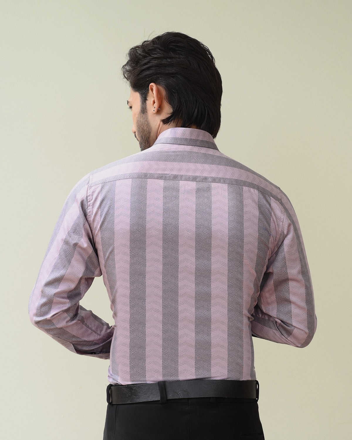 Men Lilac SlimFit Striped Party Wear Premium Shirt