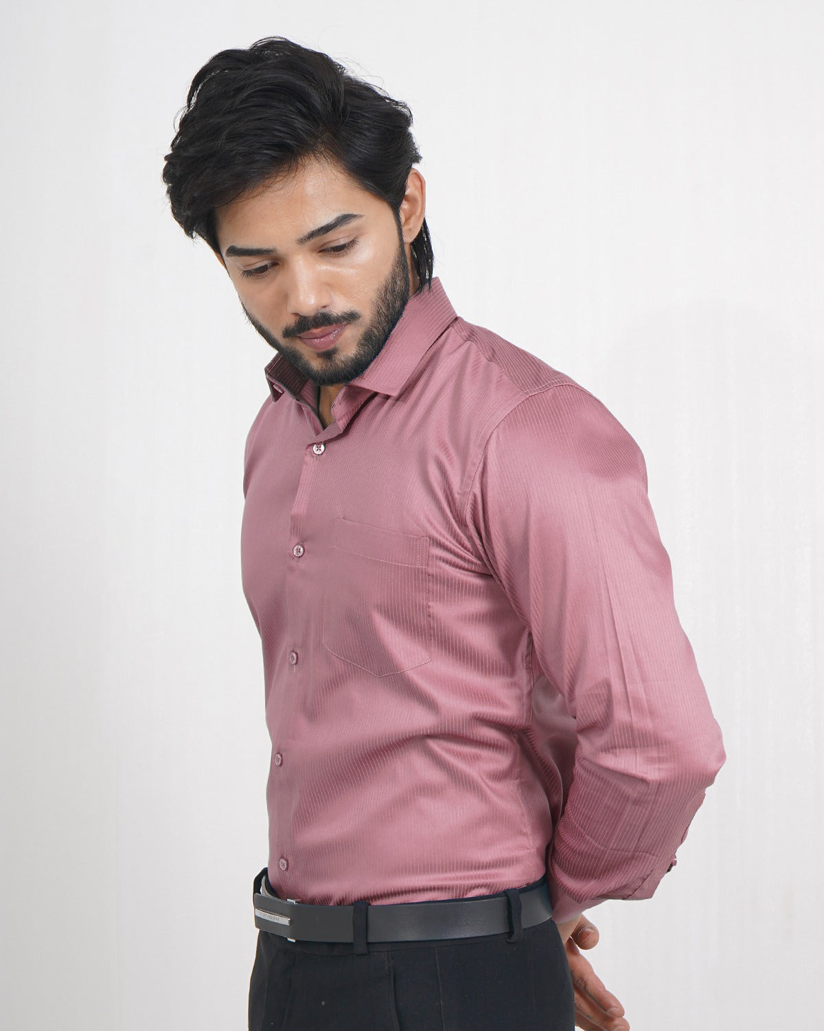 Men&#39;s pastel Pink Slim Fit Striped Shirt