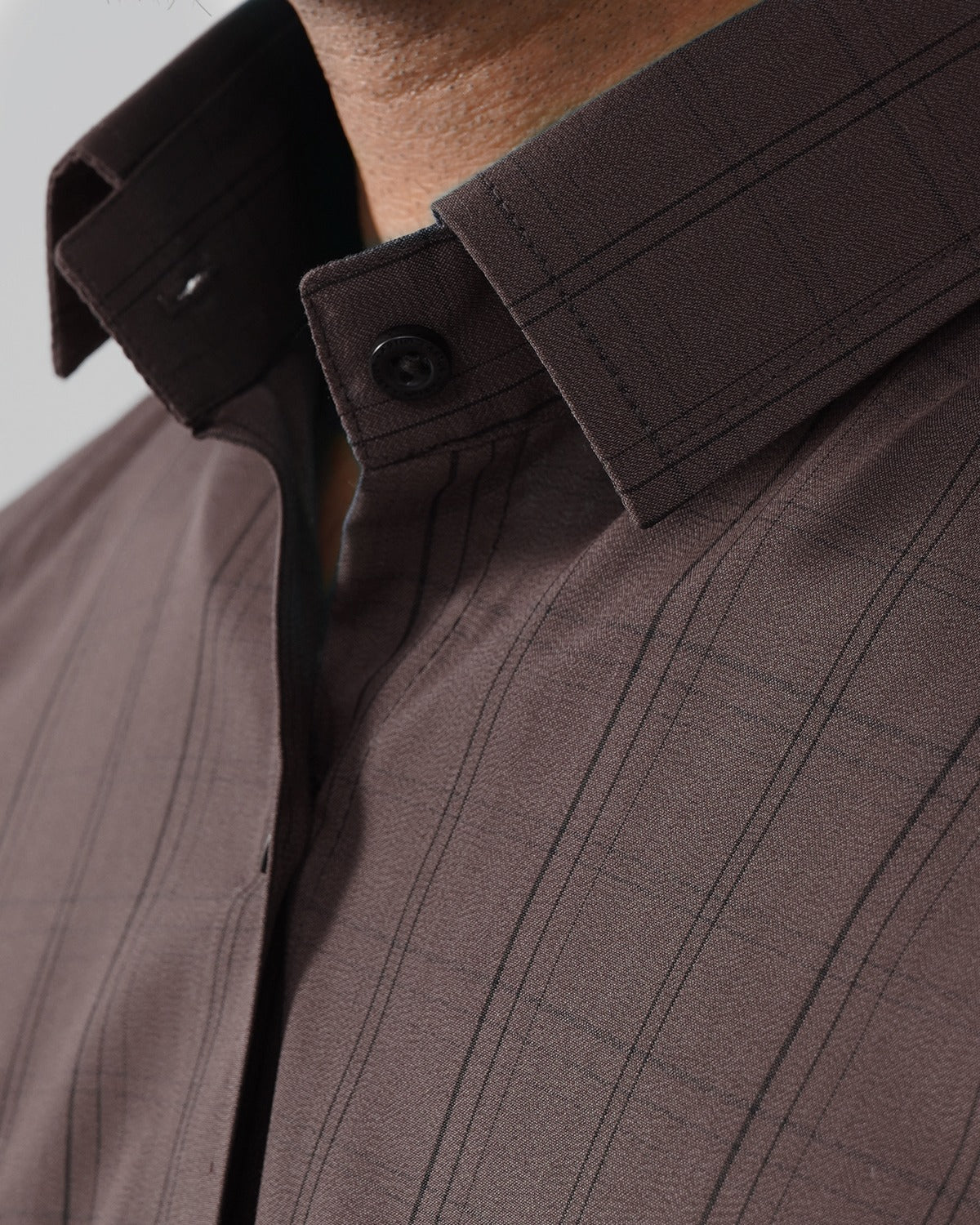 Men&#39;s Chocolate Brown Slim Fit Checked Shirt