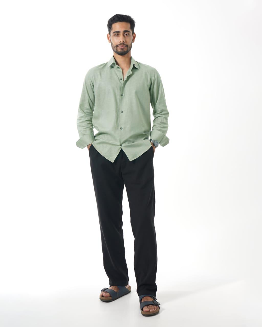 Mint Green Linen Comfort Shirt