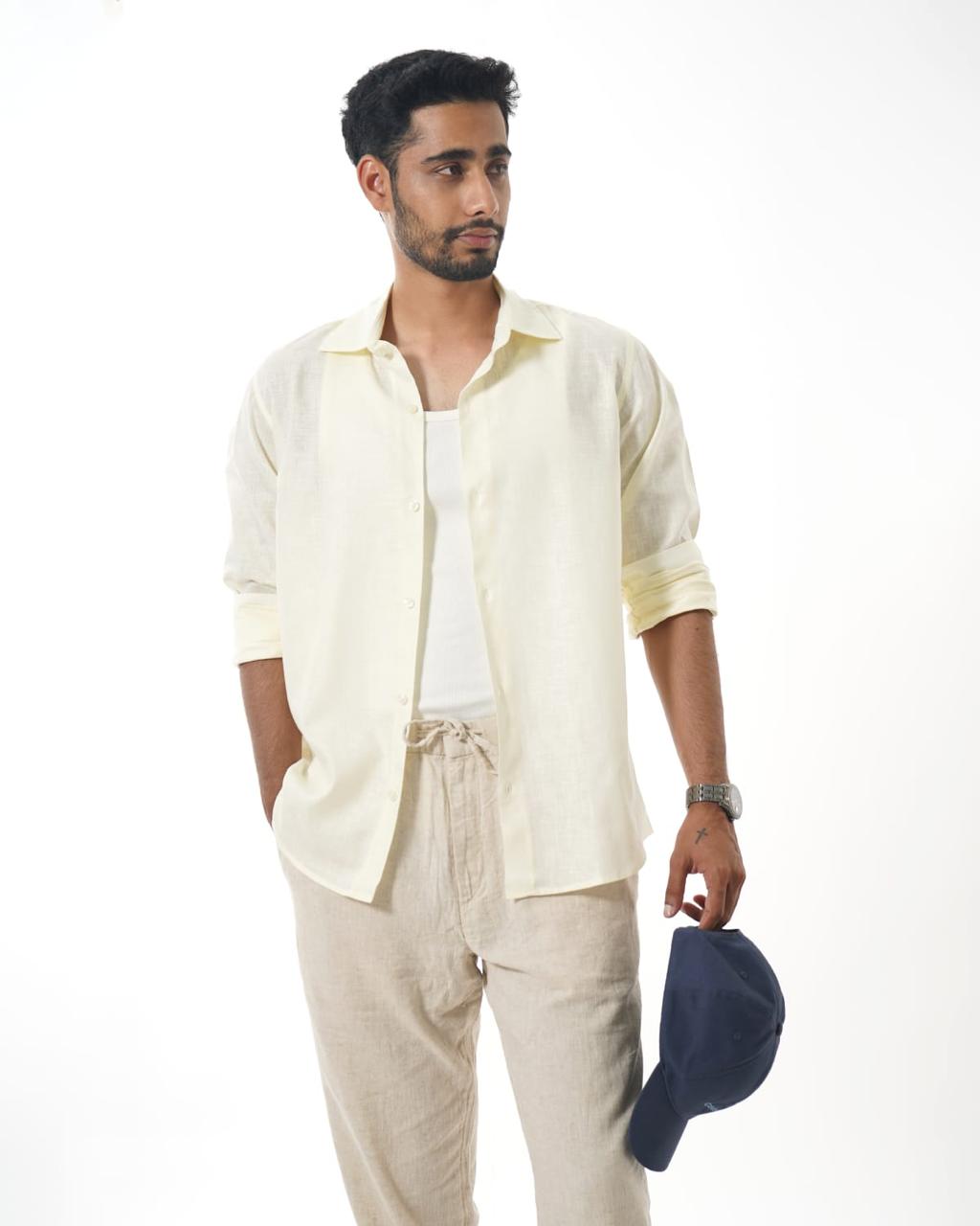 Light Beige Lyocell-Linen Shirt