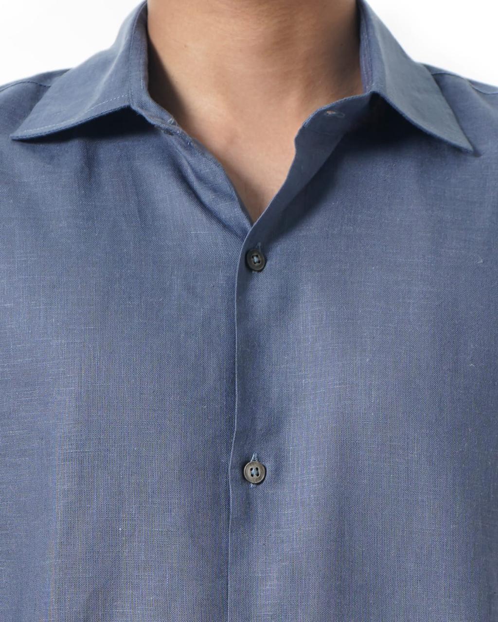 Slate Blue Lyocell-Linen Shirt