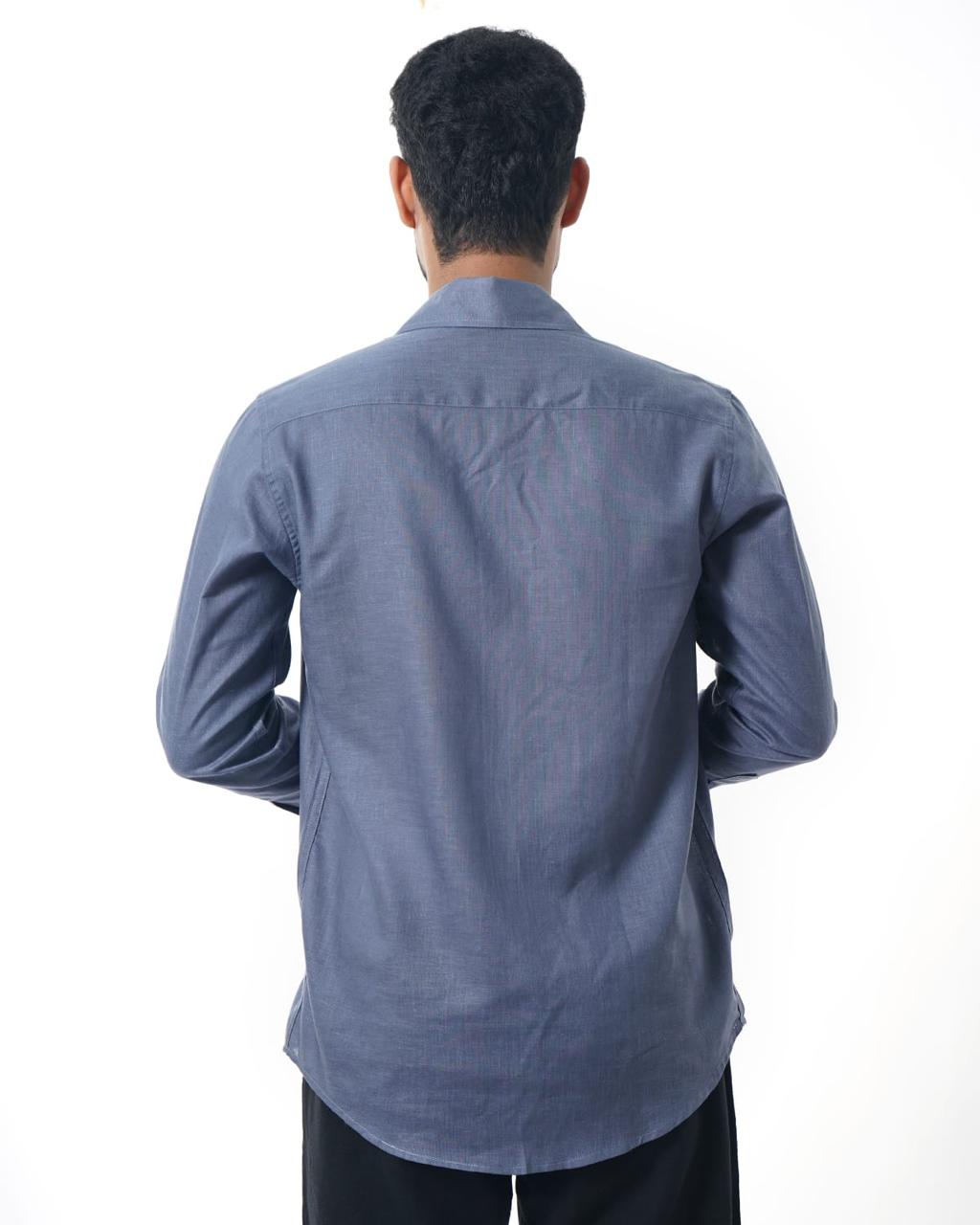 Slate Blue Lyocell-Linen Shirt