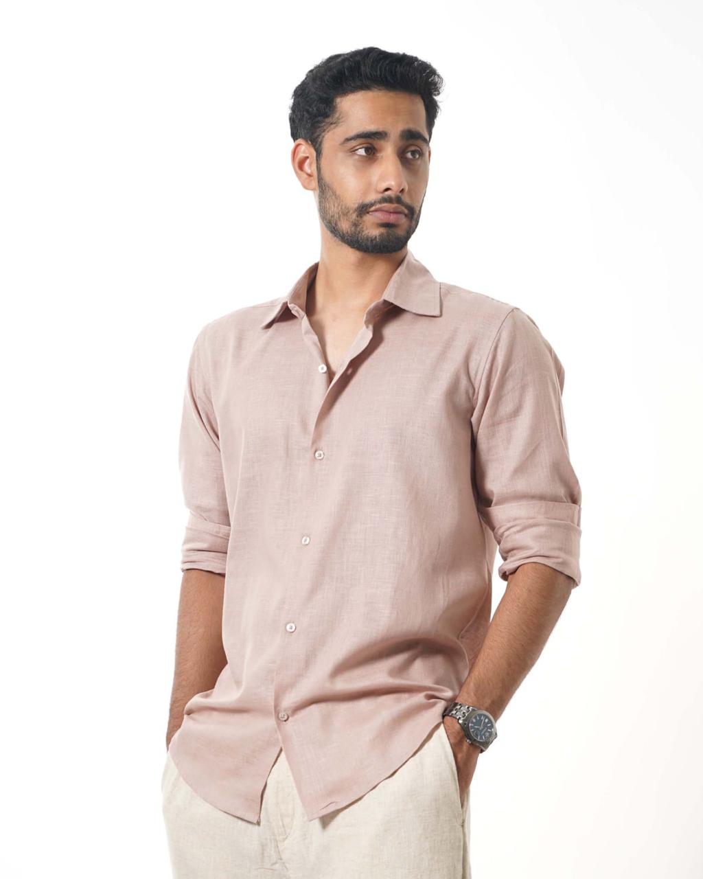 Muted Pink Lyocell-Linen Shirt