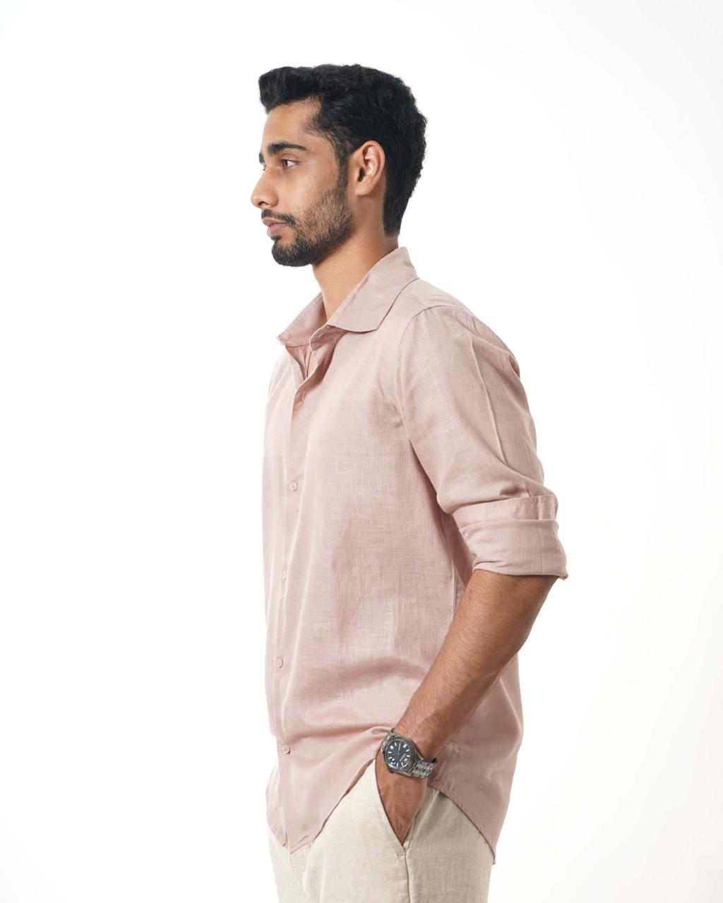 Muted Pink Lyocell-Linen Shirt