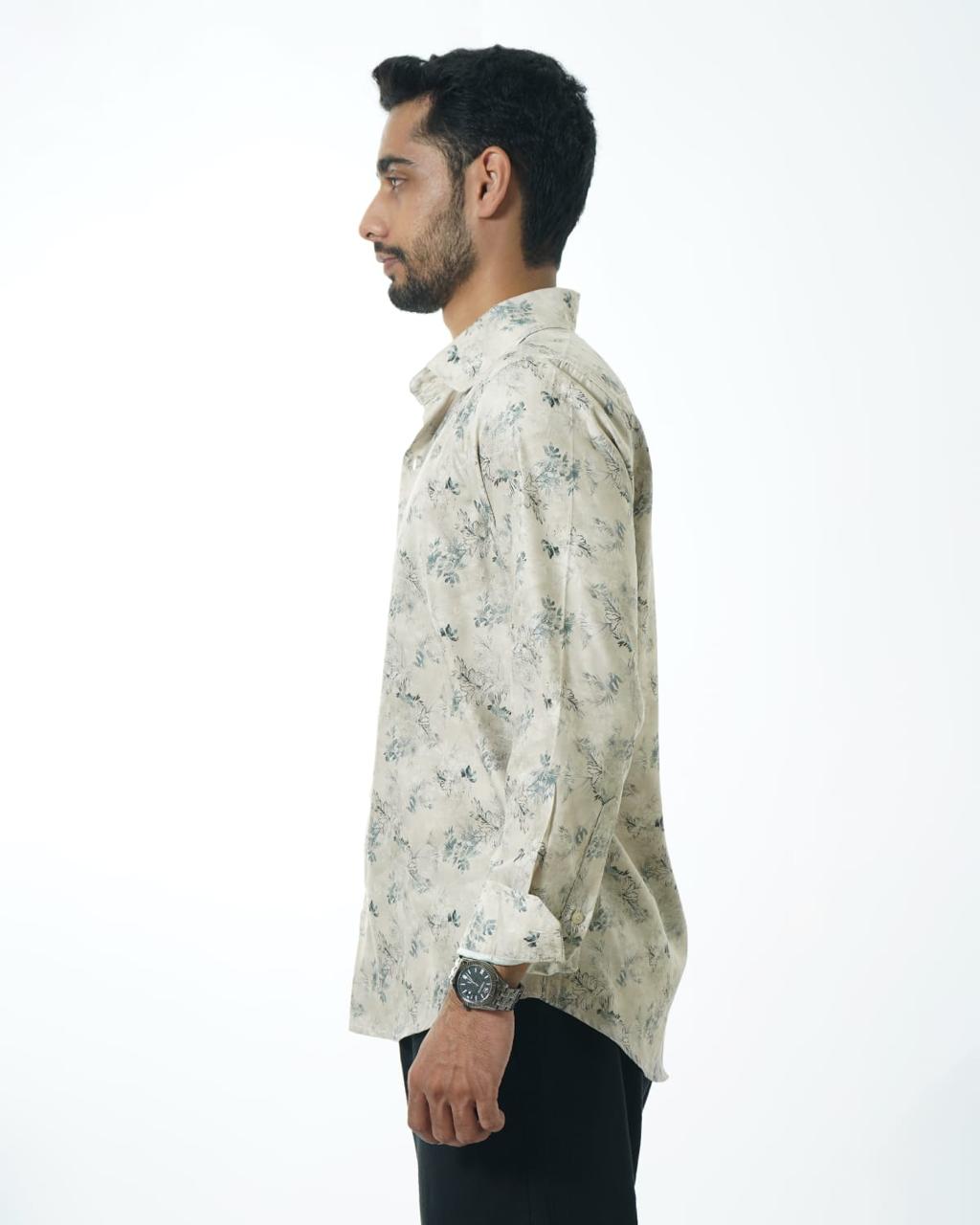 Beige Floral Pattern Shirt