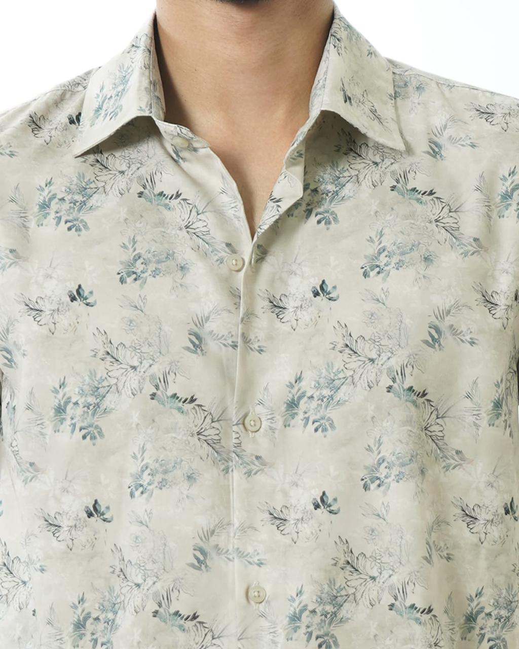 Beige Floral Pattern Shirt