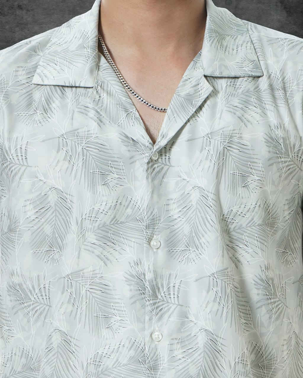 Light Gray Palm Leaf Print Shirt