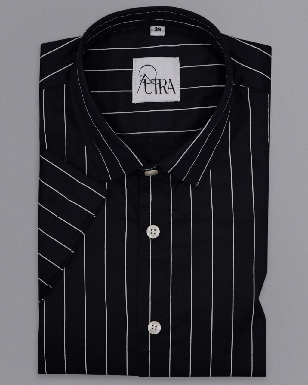 Black Half-Sleeve with White Stripes Shirt