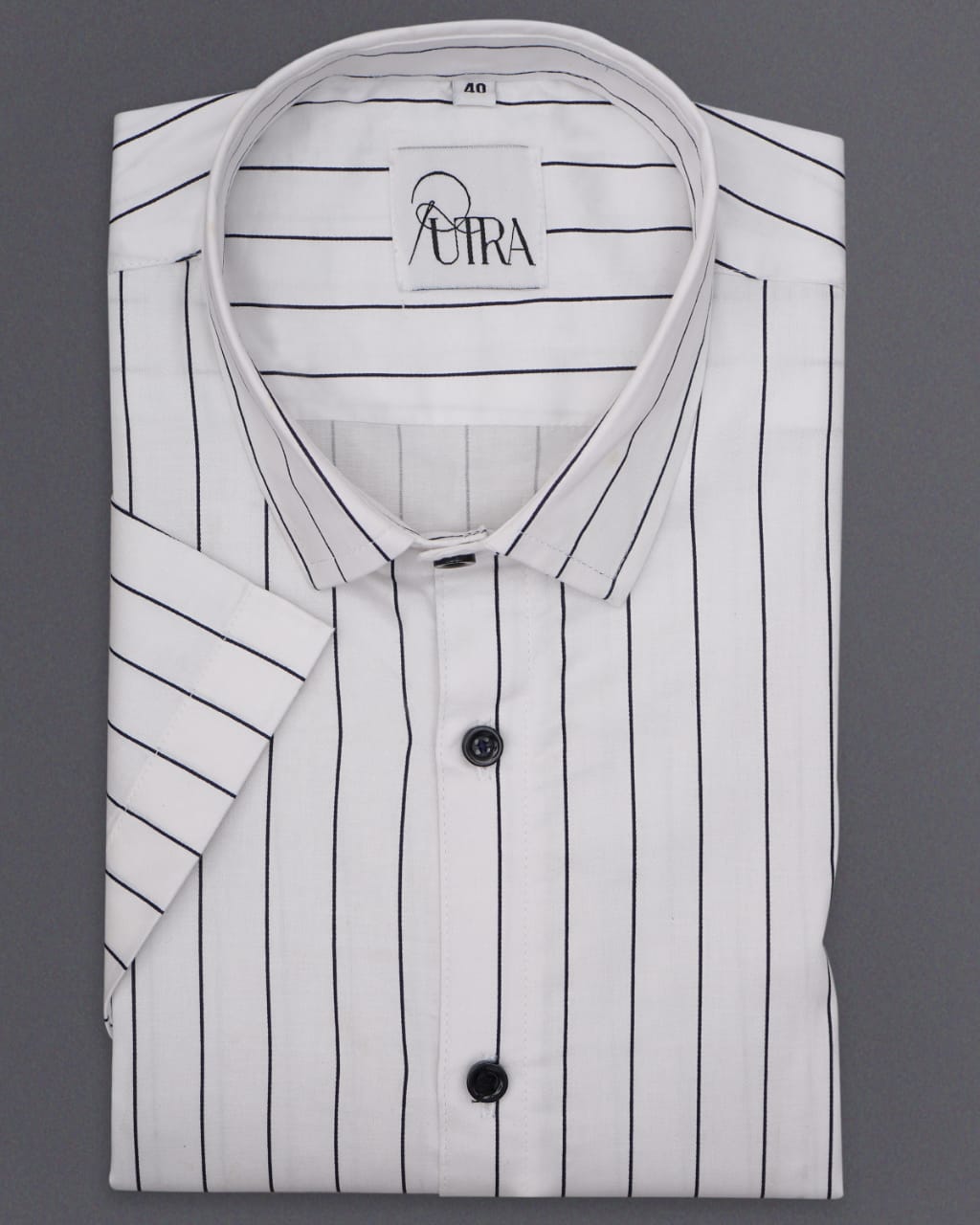 White Shirt Half-Sleeve with Black Stripes Shirt White Shirt Half-Sleeve with Black Stripes Shirt