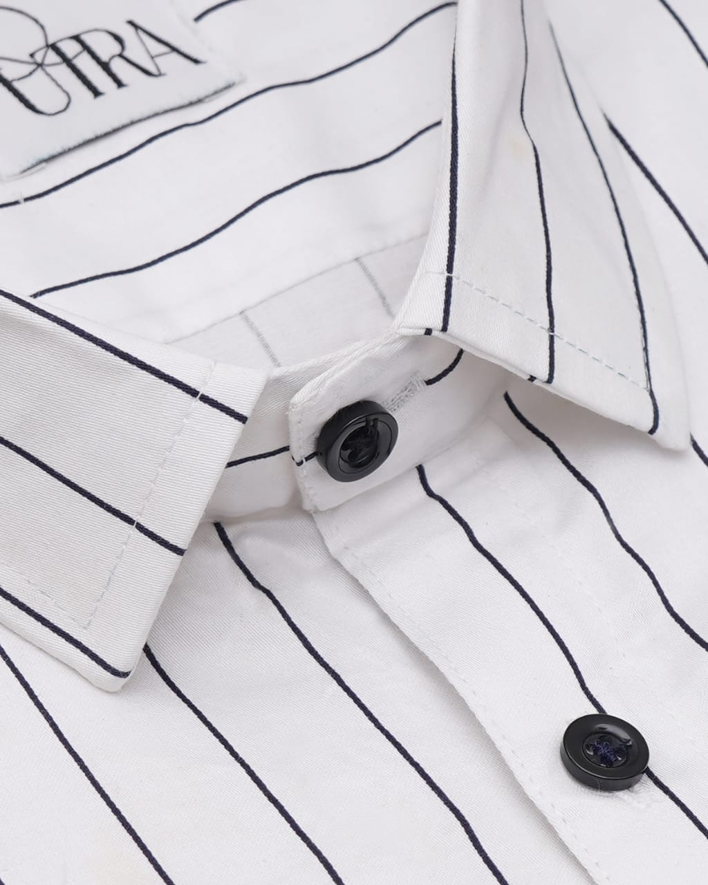 White Shirt Half-Sleeve with Black Stripes Shirt