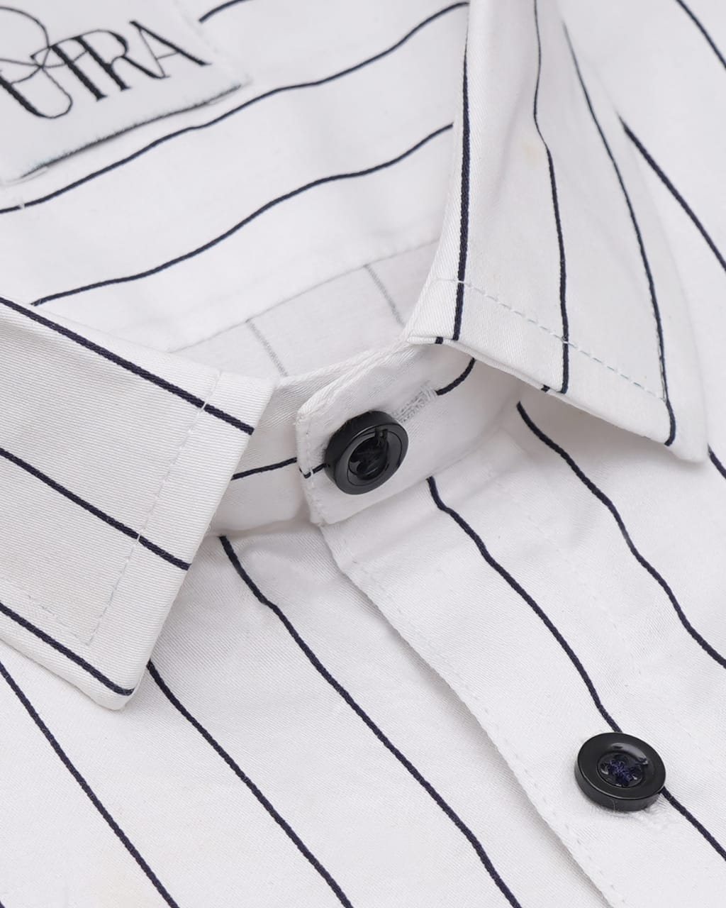 White Shirt Half-Sleeve with Black Stripes Shirt - Putra White Shirt Half-Sleeve with Black Stripes Shirt - Putra