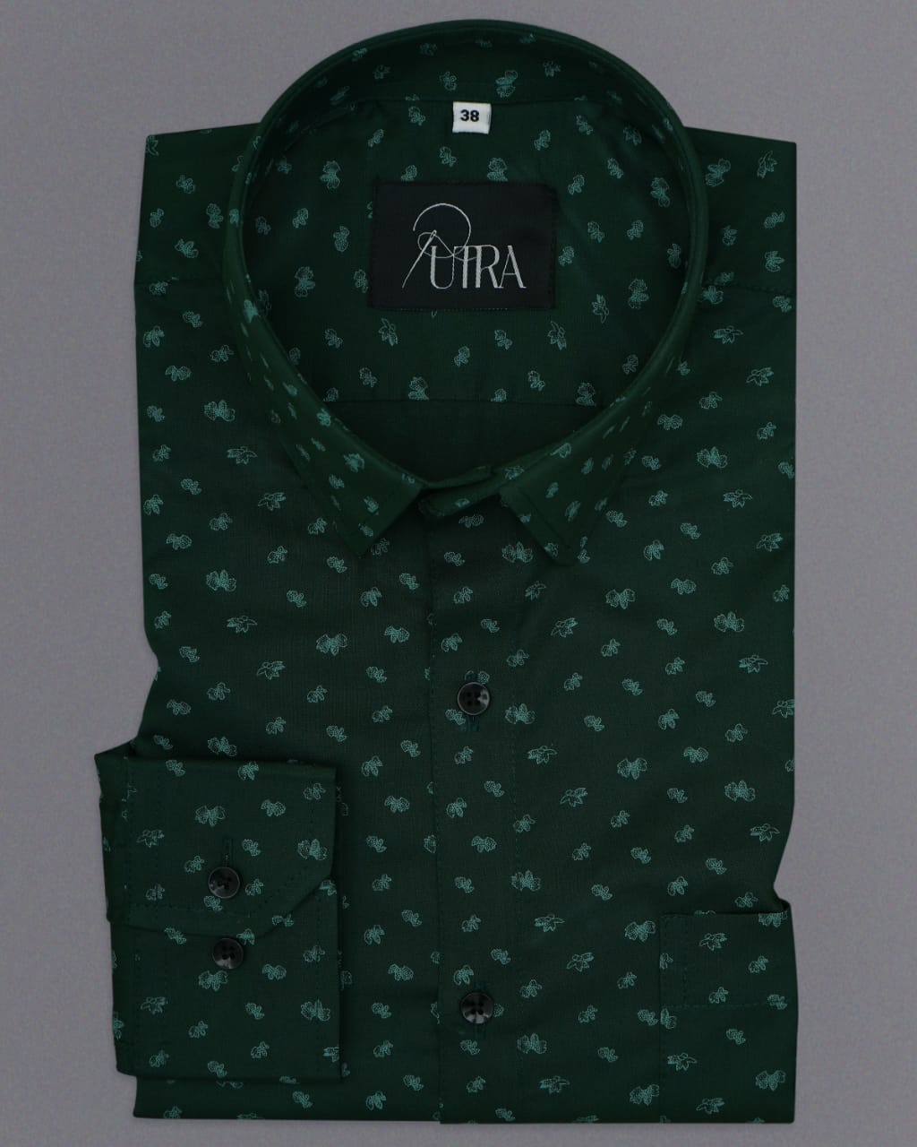 Olive Green Shirt with Micro Prints