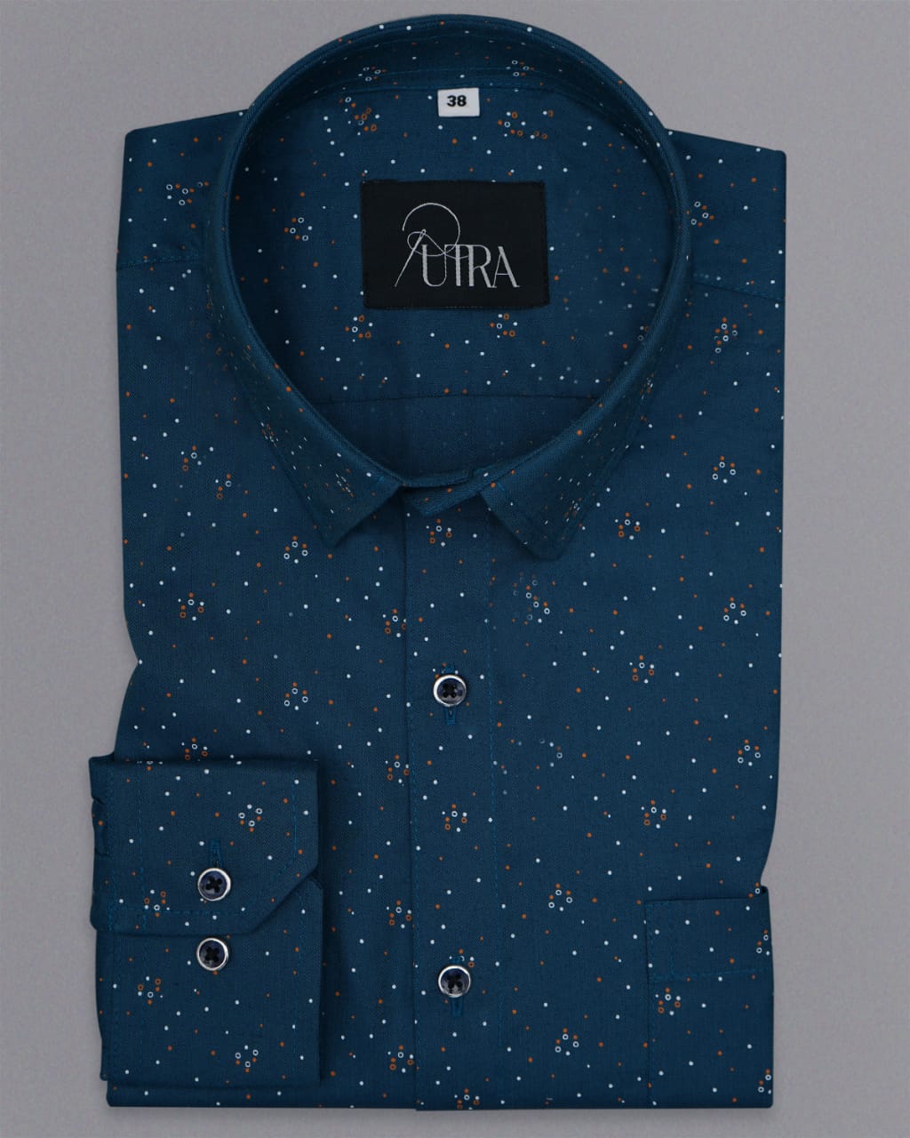 Navy Blue Shirt with Micro Prints