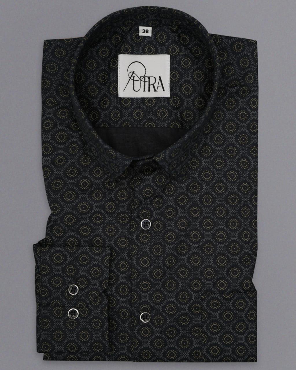 Black Shirt with Geometric Pattern