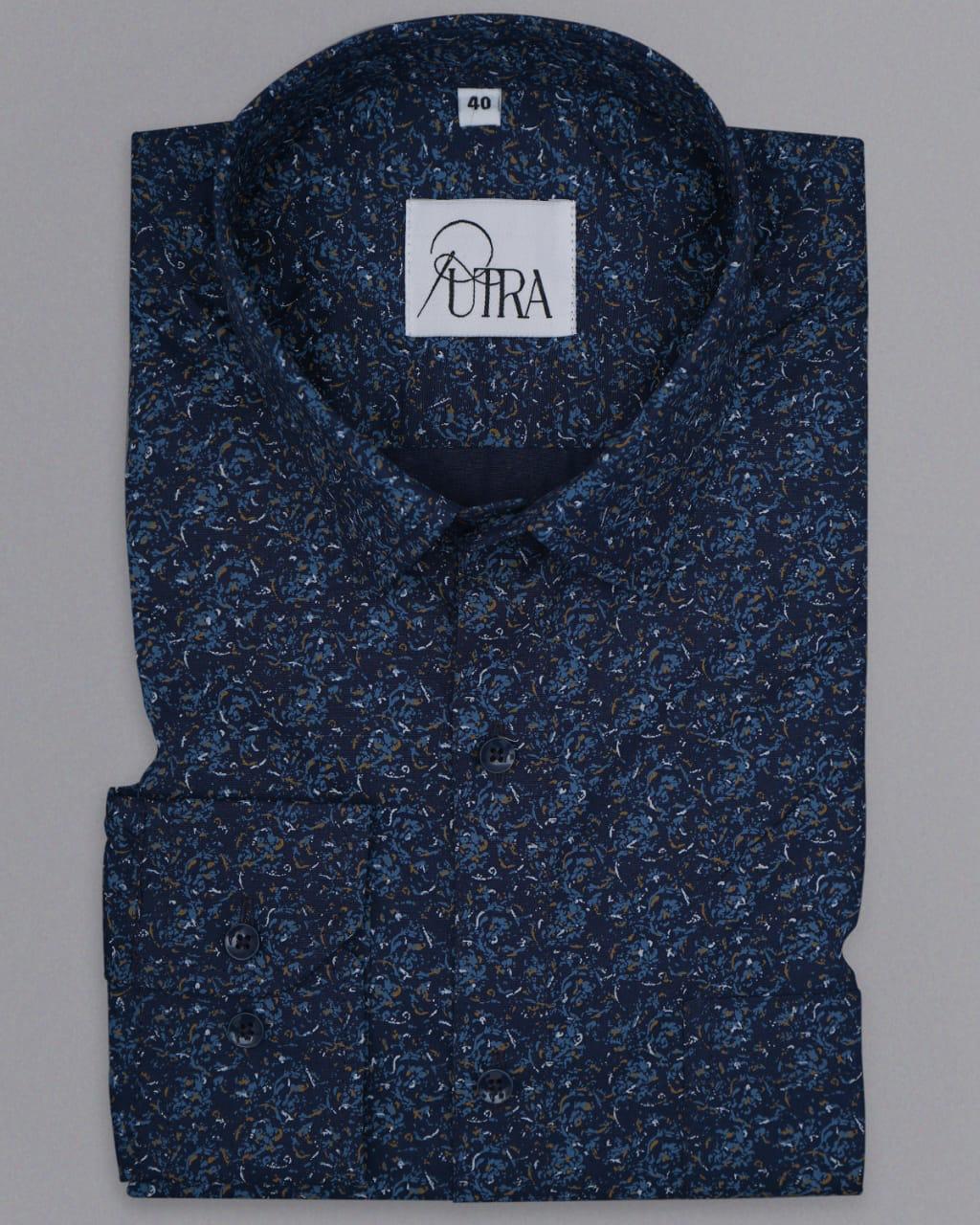 Navy Blue Shirt with Small Prints