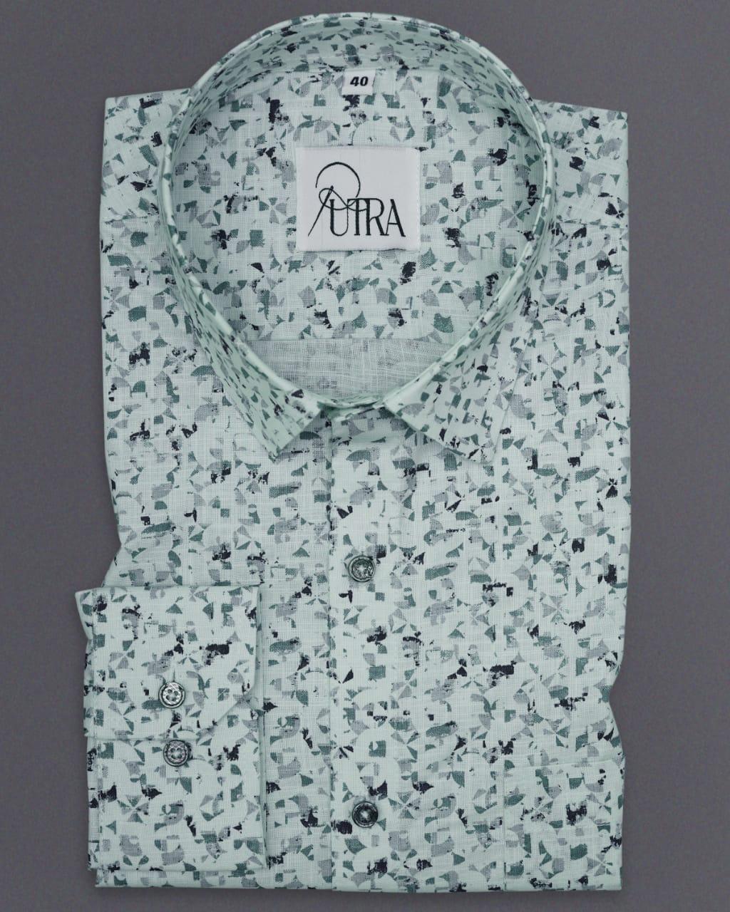 Pista White Shirt with Grey Patterned Print