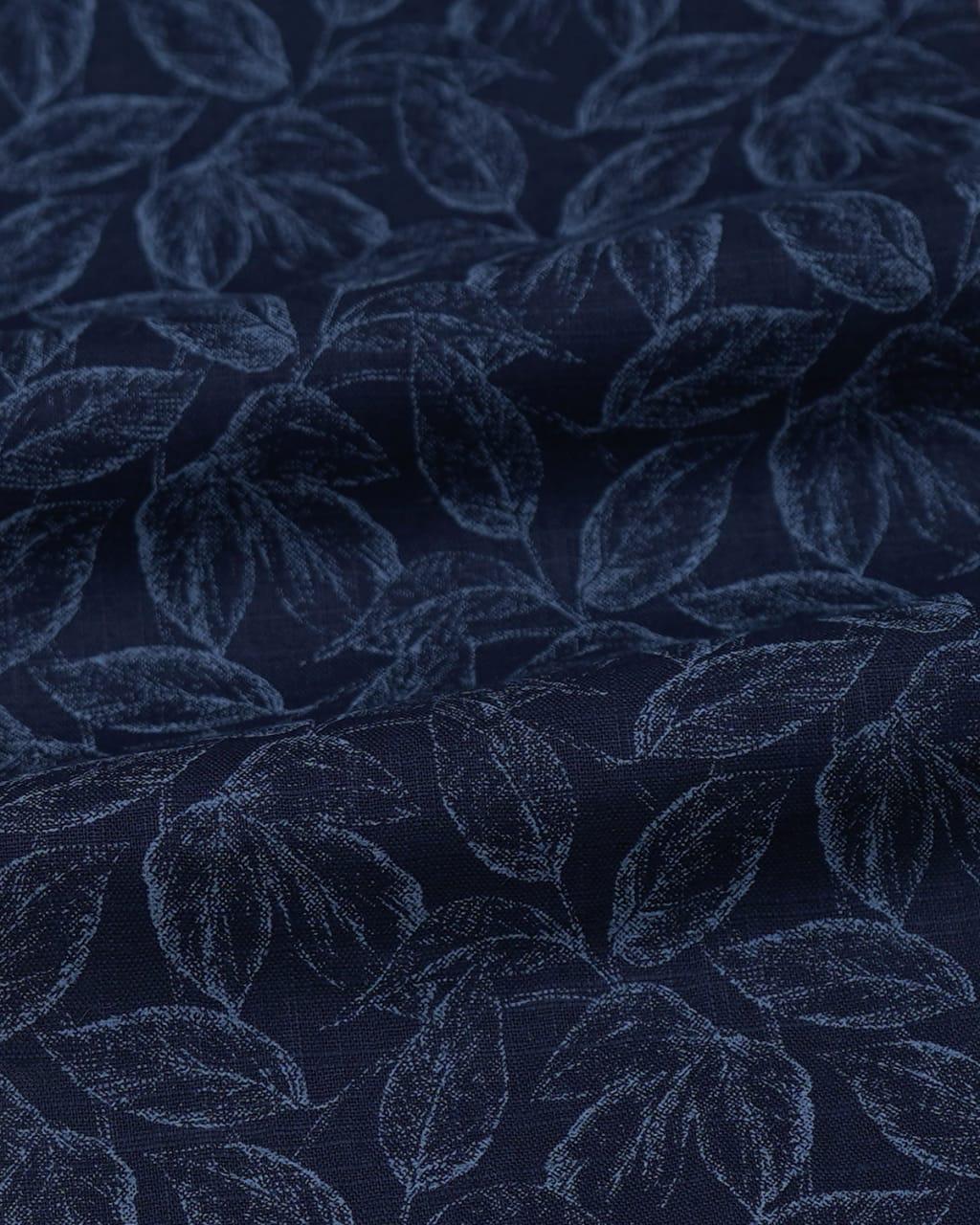 Navy Blue Shirt with Leaf Print