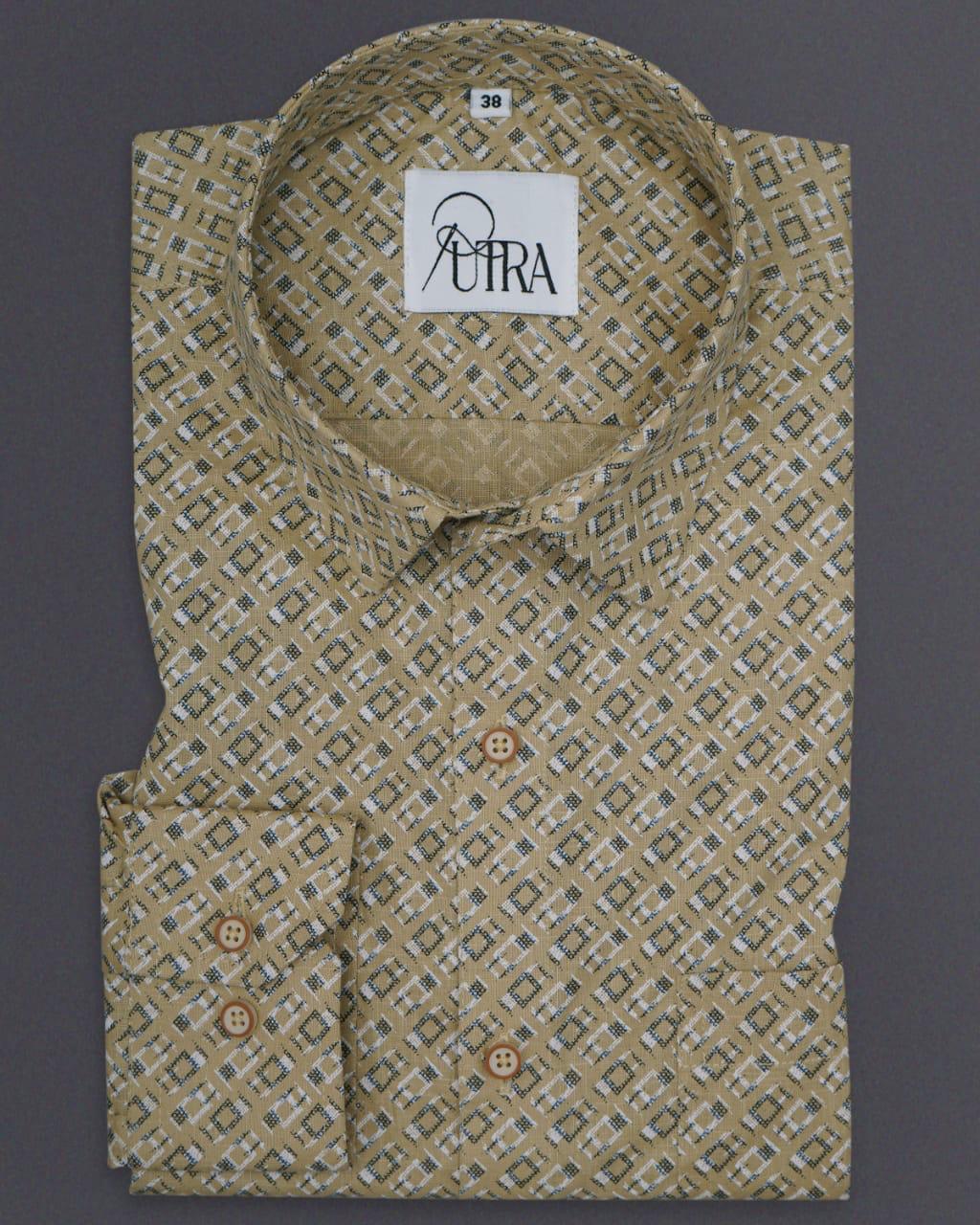 Beige Shirt with Geometric Pattern