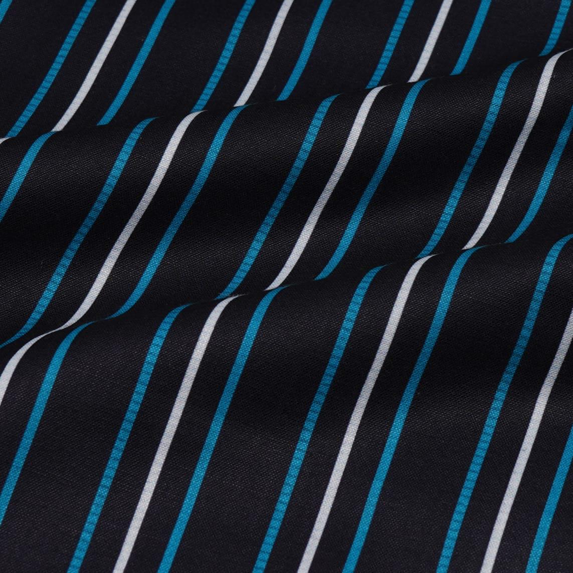 Men Black Blue and White striped formal shirt