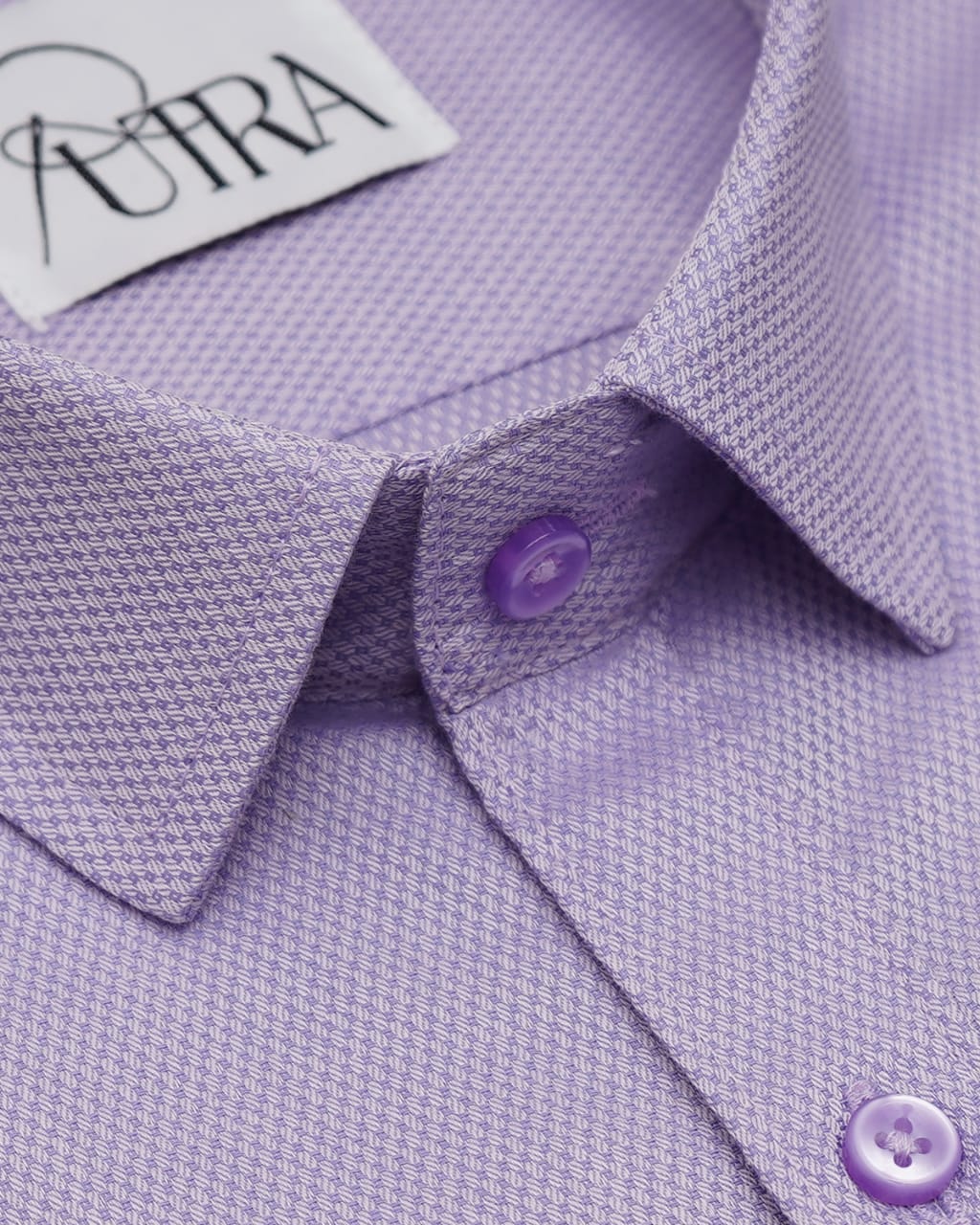 Elegant Lavender Yarn-Dyed Cotton Shirt