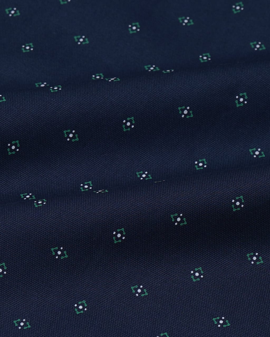 Elegant Navy Blue Microprint Cotton Shirt