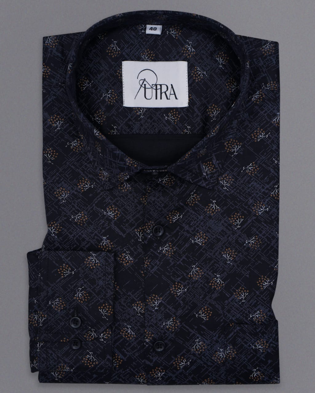 Elegant Black Printed Cotton Shirt