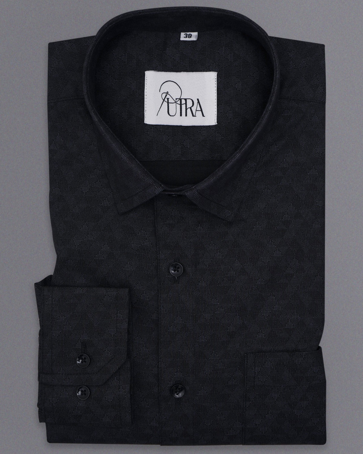 Elegant Textured Black Cotton Shirt