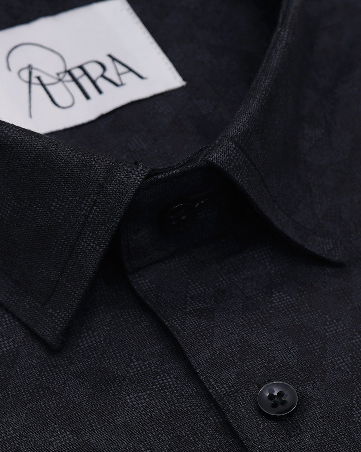 Elegant Textured Black Cotton Shirt