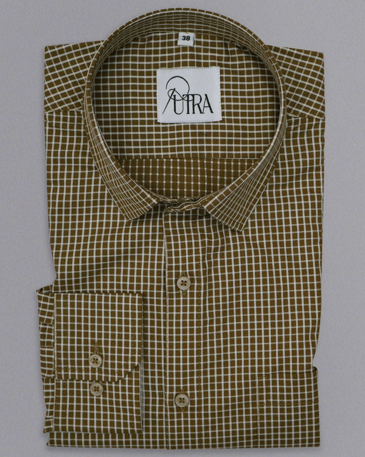 Sophisticated Brown Checkered Yarn-Dyed Cotton Shirt