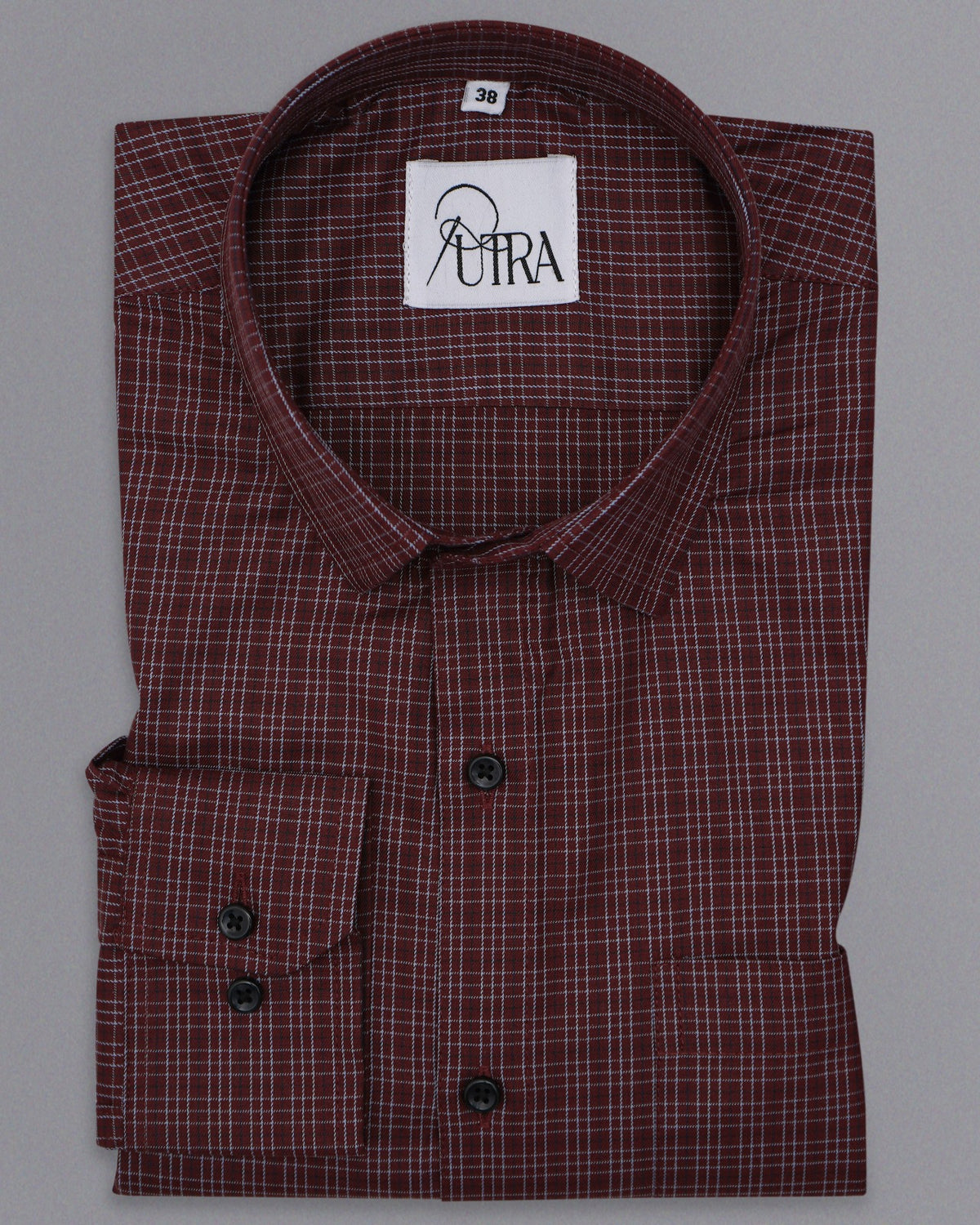 Premium Yarn-Dyed Cotton Shirt – Burgundy Checkered Elegance