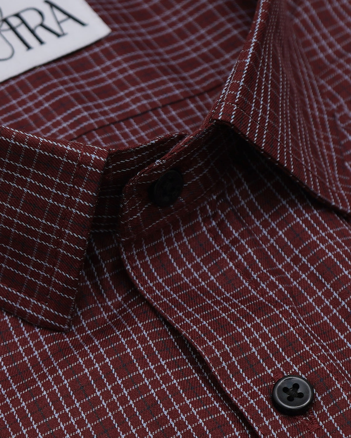 Premium Yarn-Dyed Cotton Shirt – Burgundy Checkered Elegance