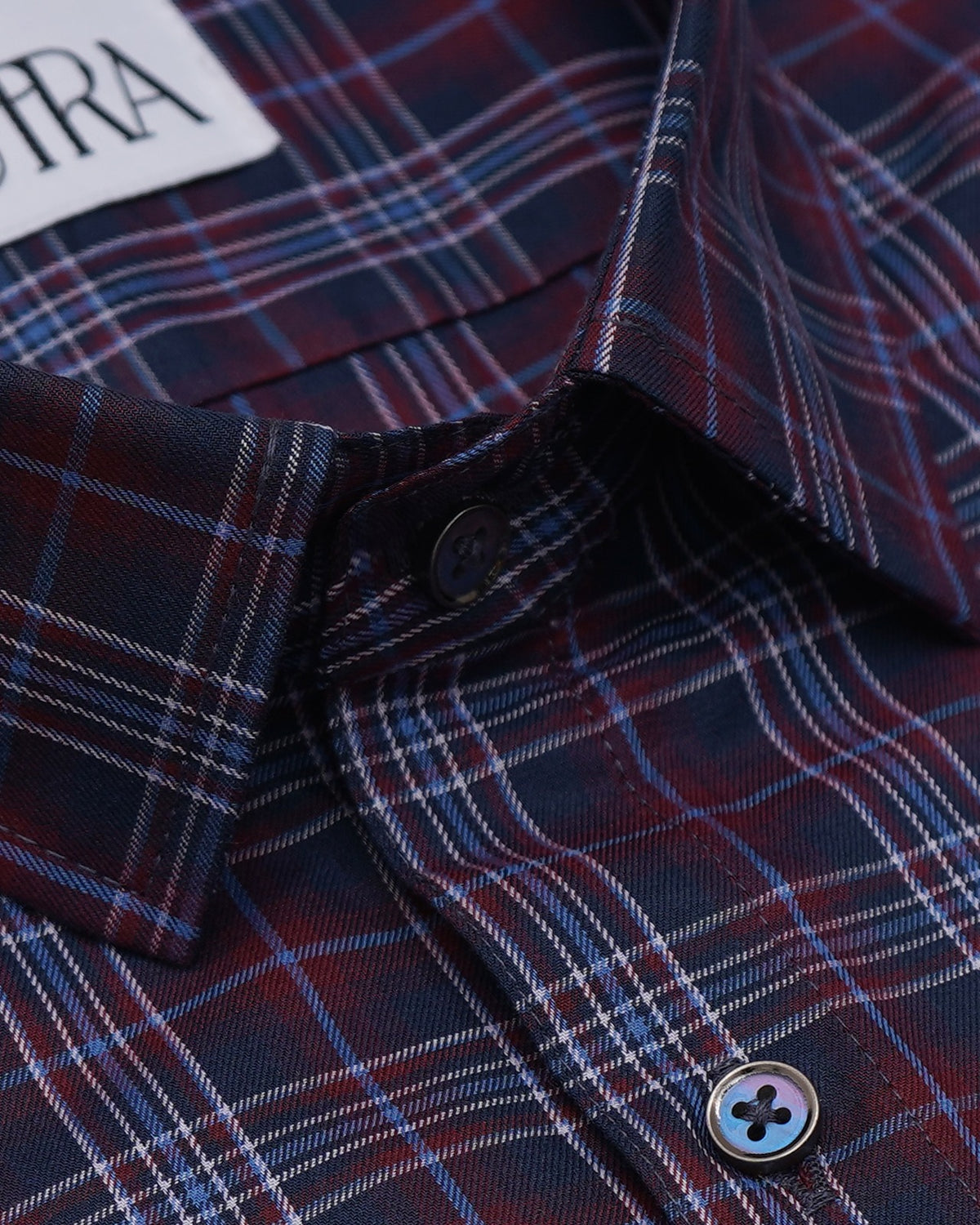 Navy and Burgundy Plaid Perfection Yarn-Dyed Cotton Shirt