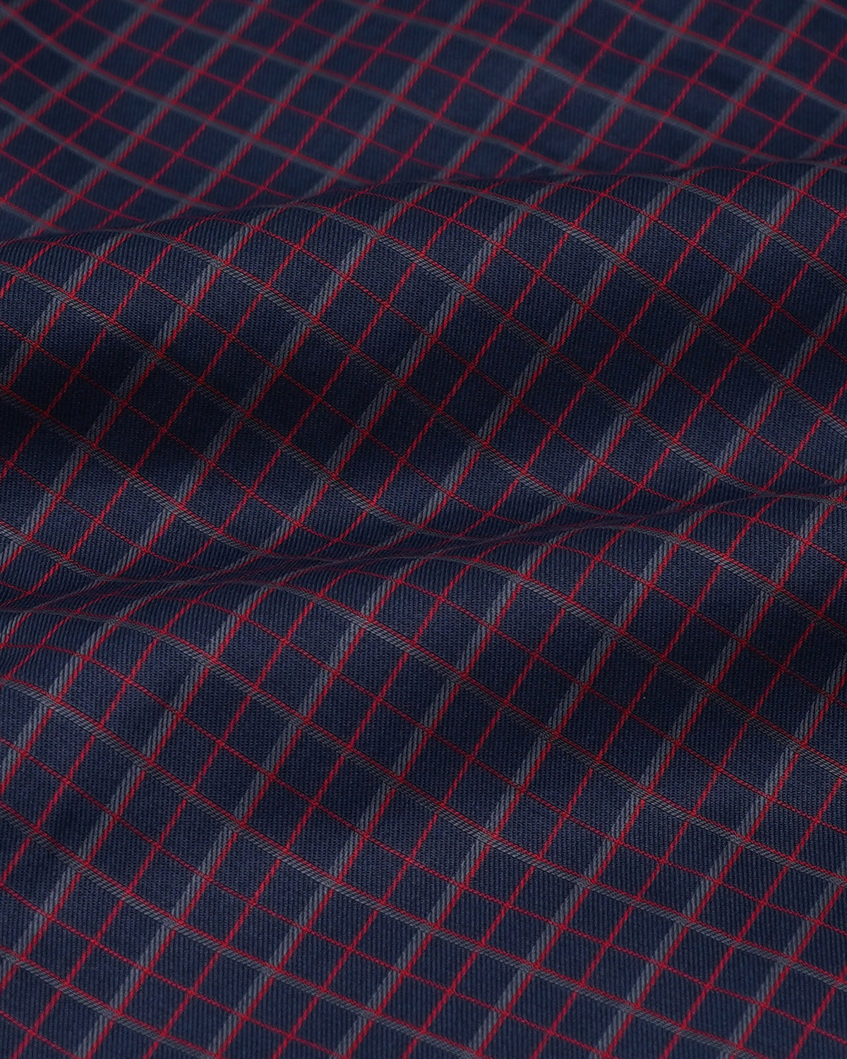 Navy with Red Check Yarn-Dyed Cotton Shirt