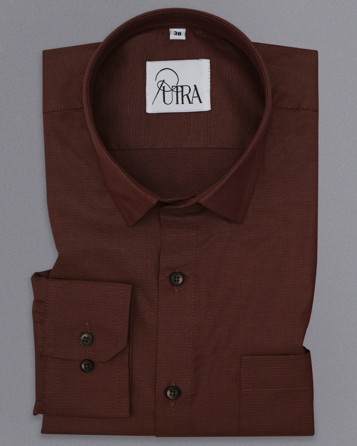 Solid Brown 100% Cotton Yarn-Dyed Formal Shirt