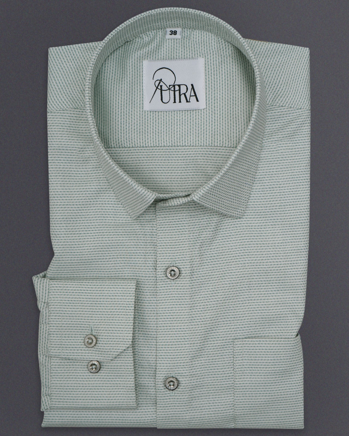 Premium 100% Cotton Yarn-Dyed Shirt in Soft Green Stripes