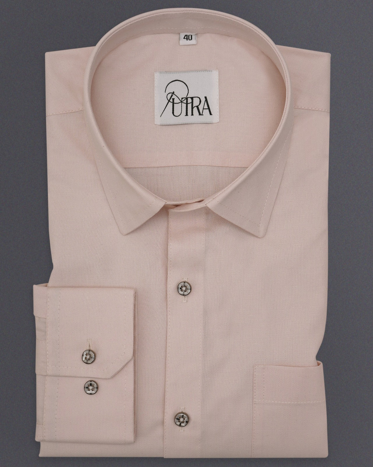 Elegant 100% Cotton Yarn-Dyed Shirt – Soft Peach for Timeless Sophistication