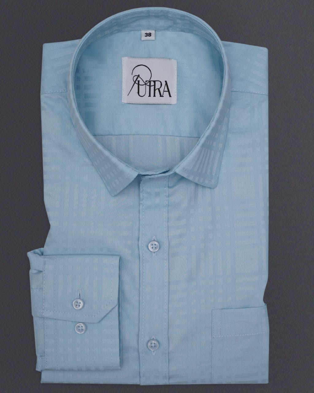 Men Sky Blue Lycra checked Shirt