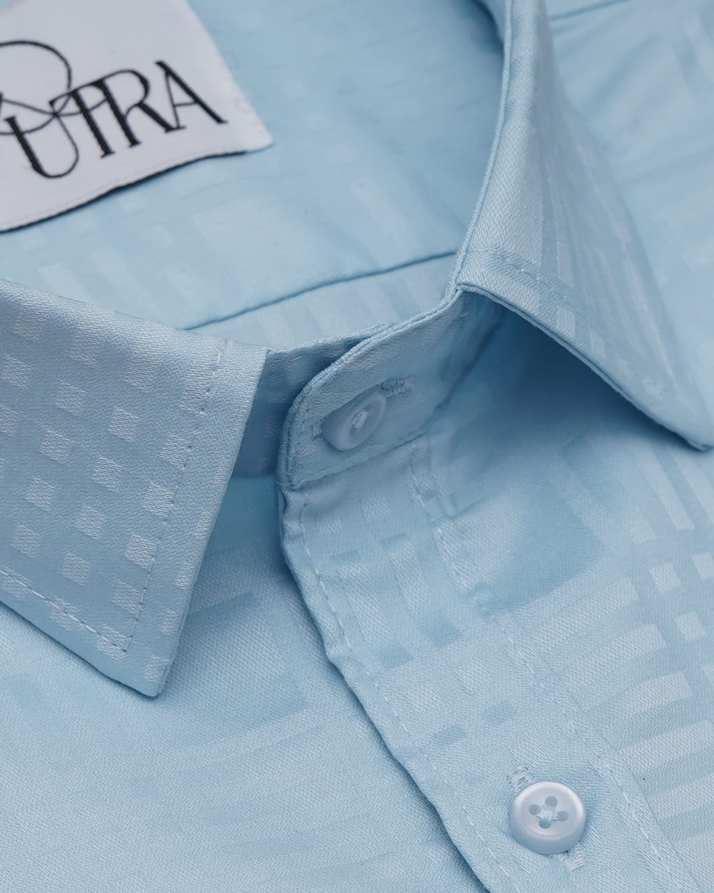 Men Sky Blue Lycra checked Shirt