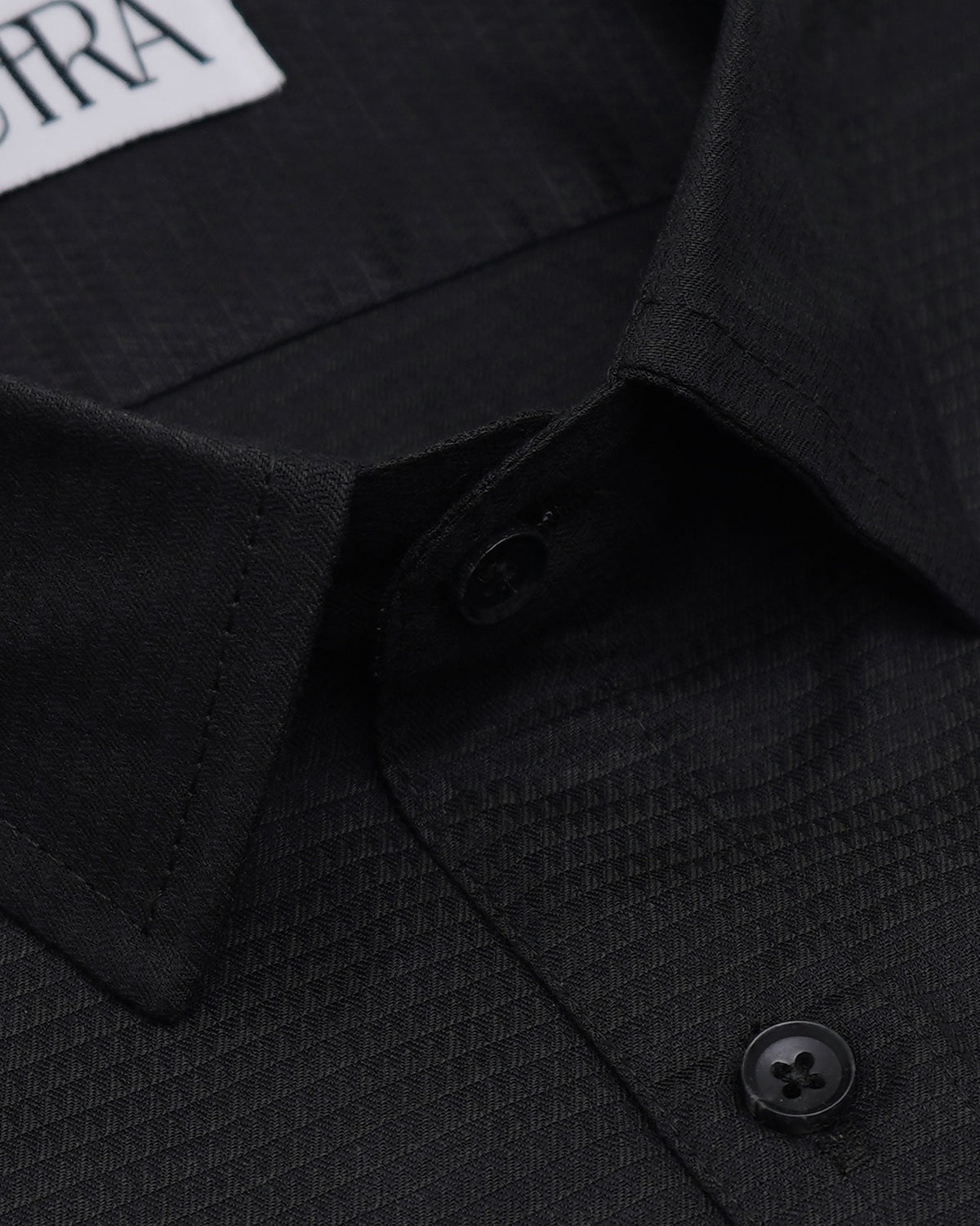 Classic Black Yarn-Dyed Cotton Shirt