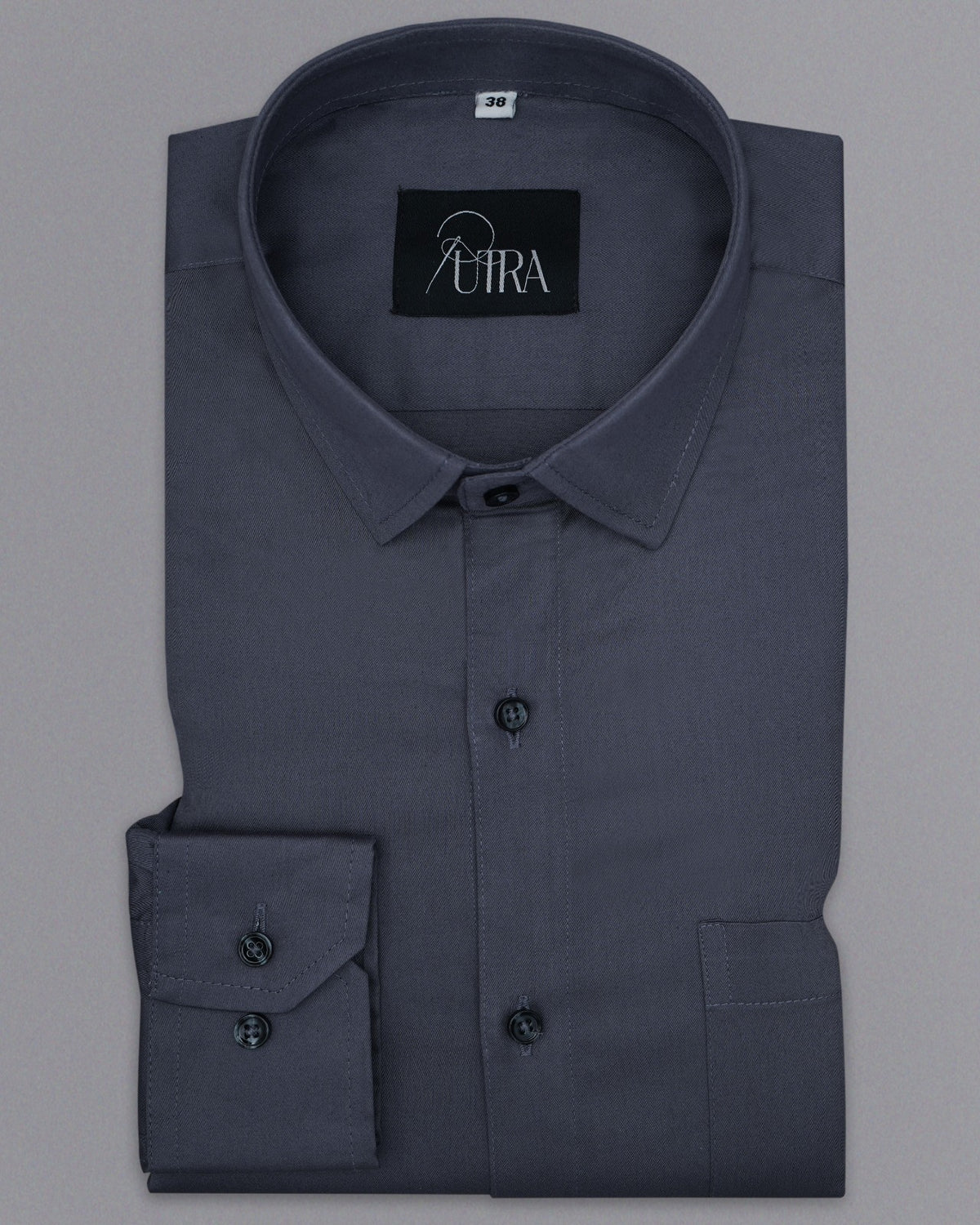 Classic Charcoal Black Premium Solid Lycra Shirt