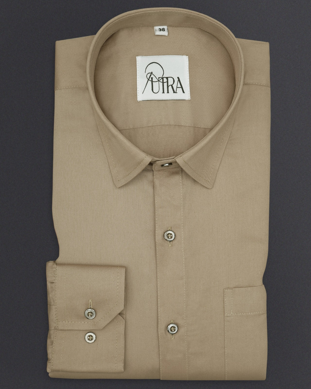 Classic Beige Solid Lycra Shirt