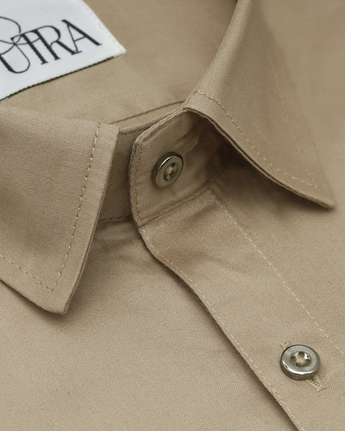 Classic Beige Solid Lycra Shirt