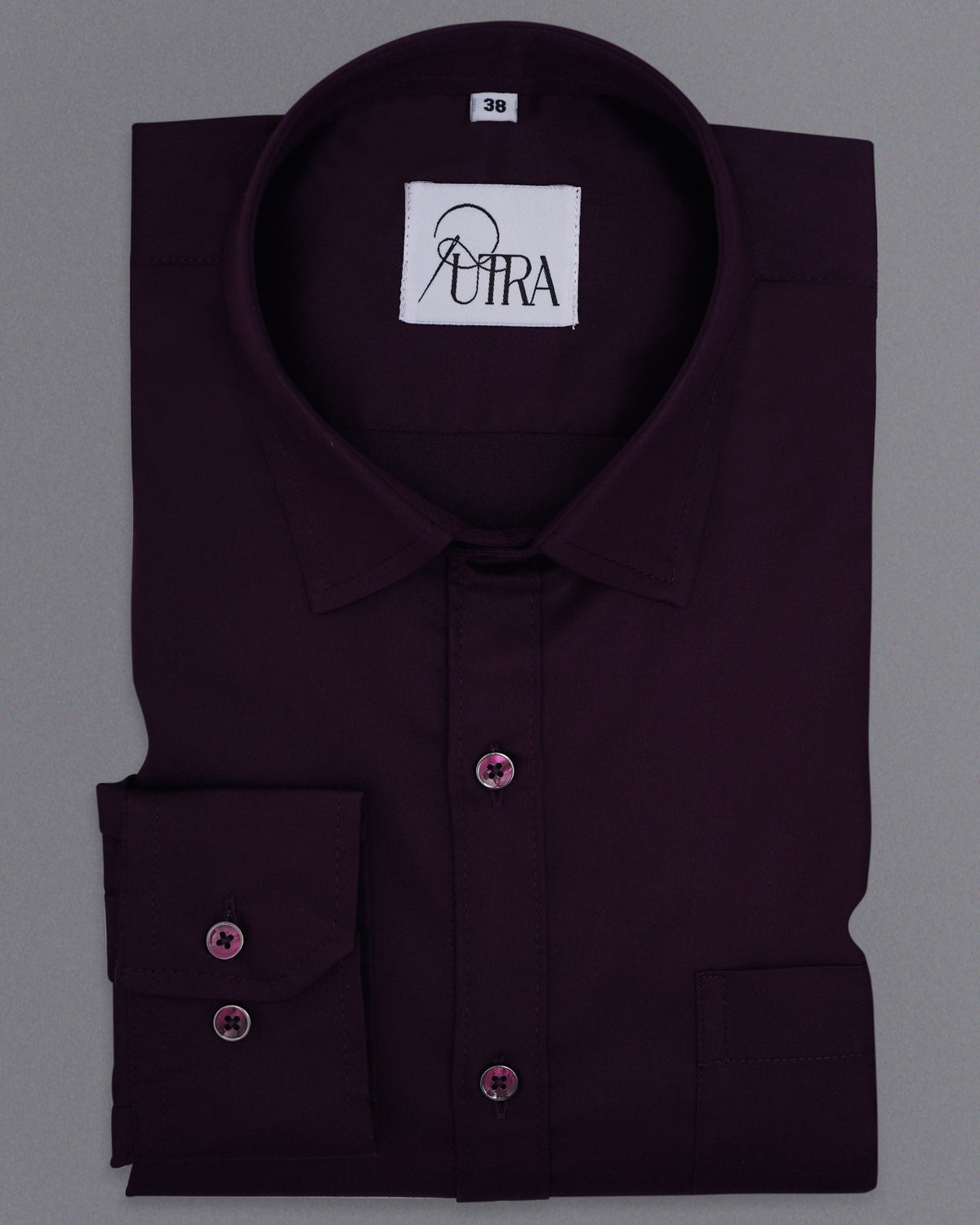 Elegant Dark Purple Solid Lycra Shirt