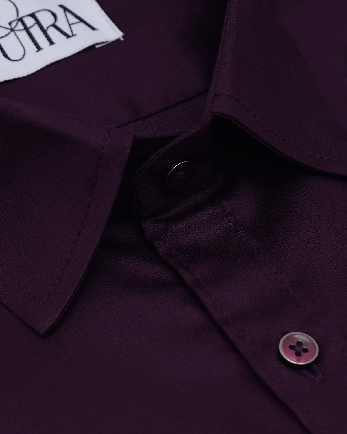 Elegant Dark Purple Solid Lycra Shirt